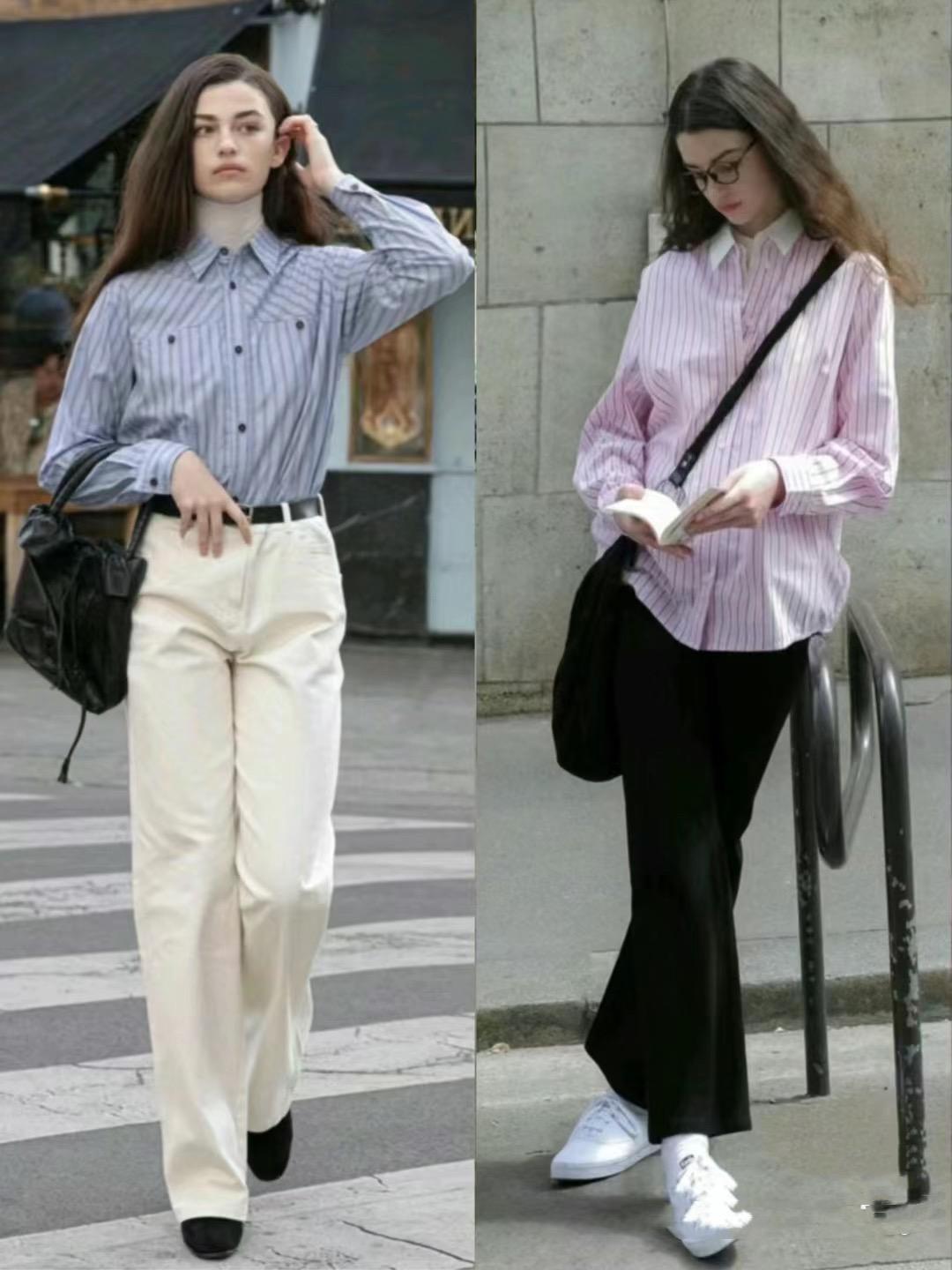 时尚的尽头是极简，随性又大方的衬衫穿搭look，40岁女人也能照搬