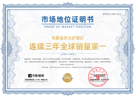 月影自然光护眼灯荣获全球销量第一，护眼照明首选品牌