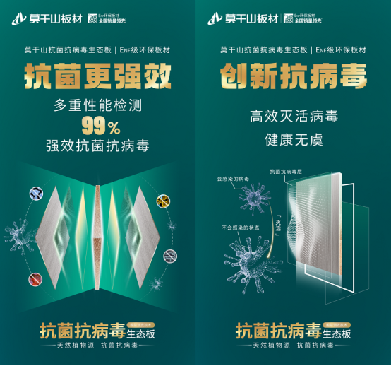 市场地位声明：莫干山 植物源抗菌抗病毒板全国销量第一